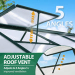 Polycarbonate Greenhouse– Aluminum Frame Walk-in Greenhouse With Sliding Door & Ventilation Window For Plants & Flowers, Green, 8 x 6ft