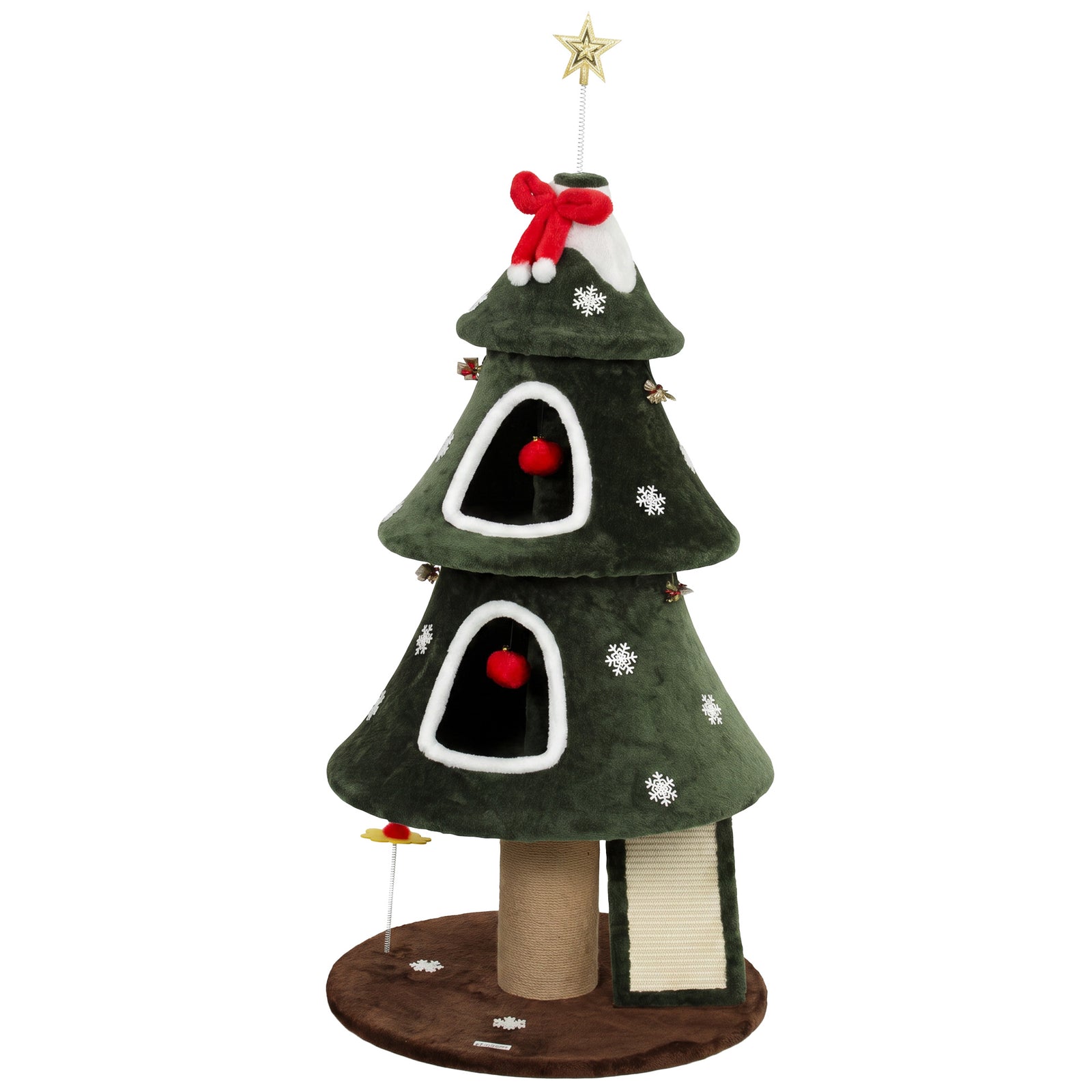 PawHut Cat Tree For Indoor Kittens, Christmas Cat Tower With Dual Condos