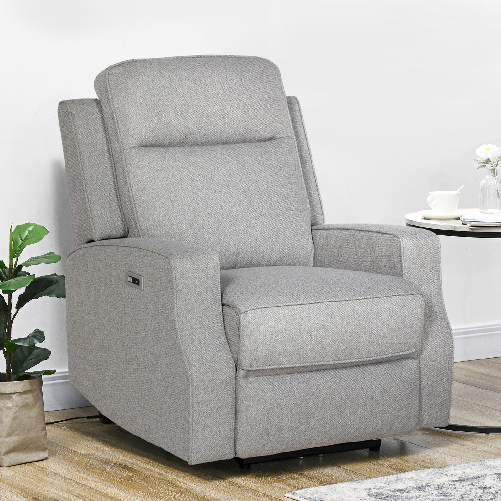 Electric Armchair Fabric Recliner W/ Usb Port | Grey