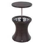 Outsunny Pe Rattan Ice Bucket Table, Outdoor Liftable Beer Cooler