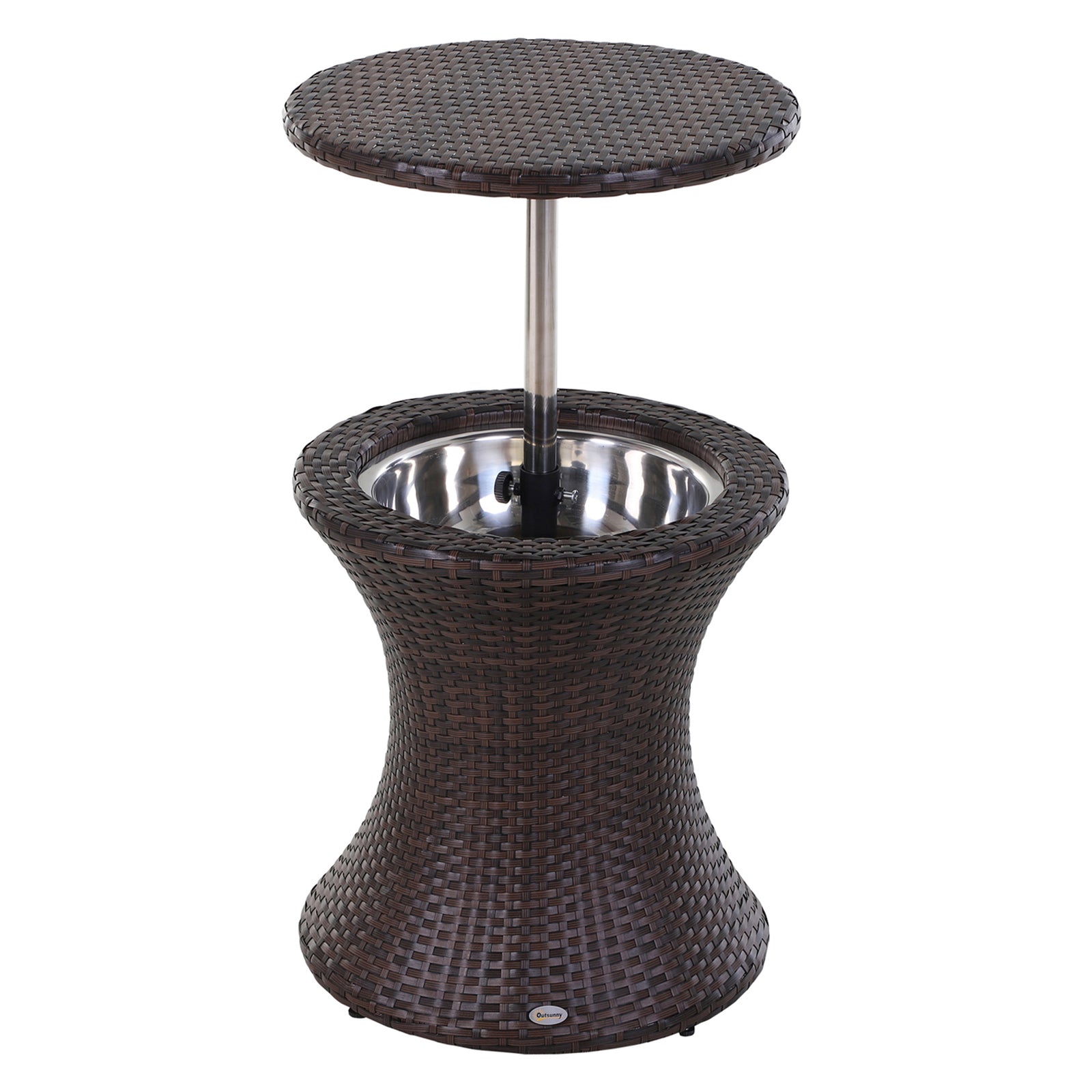 Outsunny Pe Rattan Ice Bucket Table, Outdoor Liftable Beer Cooler
