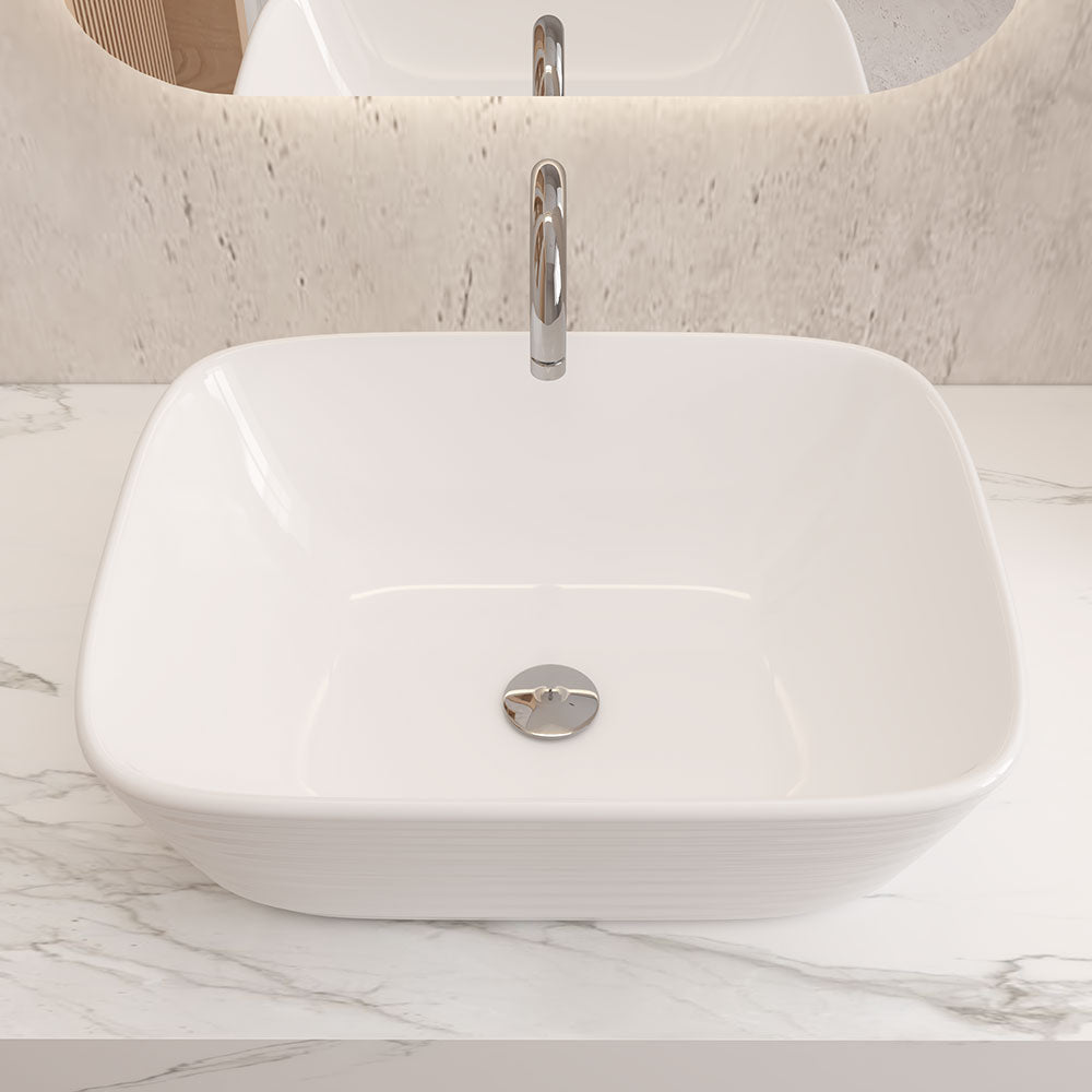 White Square Countertop Bathroom Sink Bowl Sink
