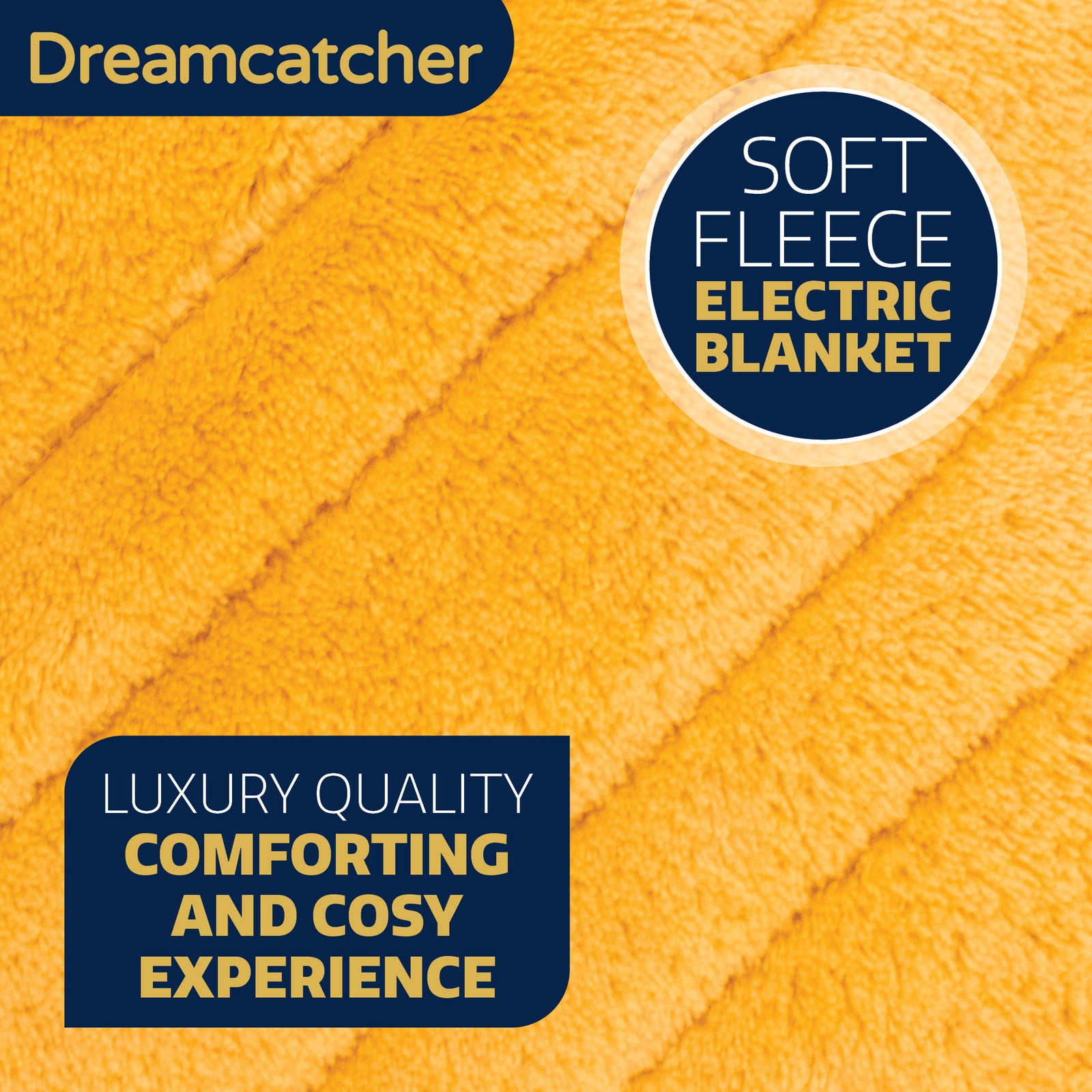 Electric Throw Heated Double Over Blanket Soft Fleece 9 Heat & 12 Timer Settings | L | Gold