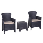 3-pcs Conversation Set Rattan Sofa Furniture Set W/ Cushion