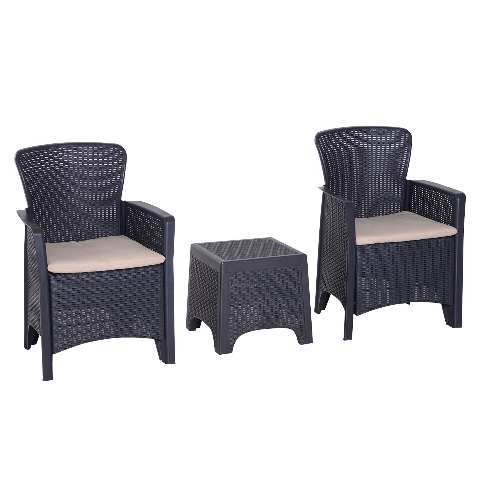 3-pcs Conversation Set Rattan Sofa Furniture Set W/ Cushion