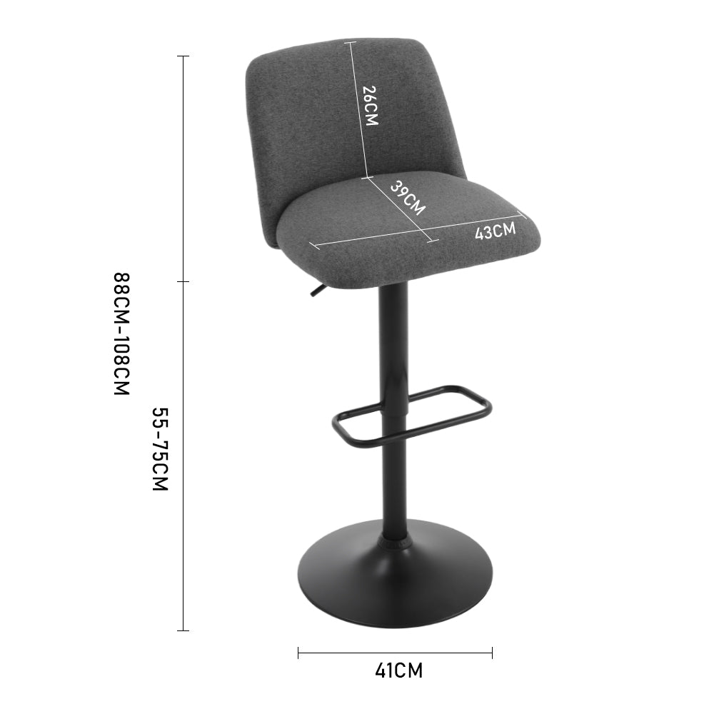 2 Set Swivel Counter Bar Stools With Mid Backrest | Grey