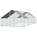 PawHut Walk In Chicken Run Large Galvanised Chicken Coop W/ Cover 3 X 8 X 2m