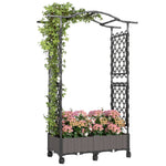 Outsunny Raised Garden Bed With Arch Trellis, Plastic Raised Bed For Garden