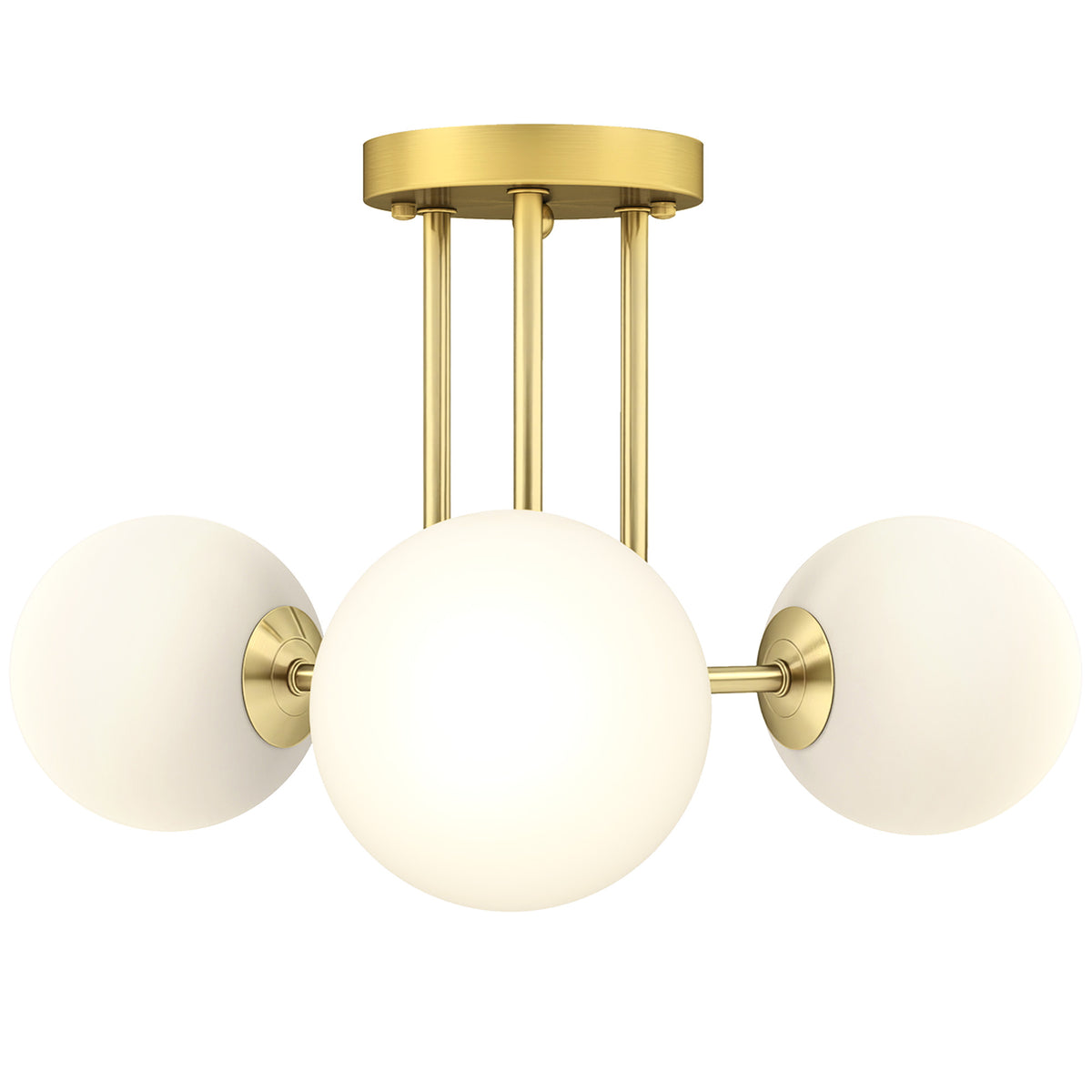 HOMCOM Light Fixture With 3-light Globe Shades, Modern Ceiling Light, Gold
