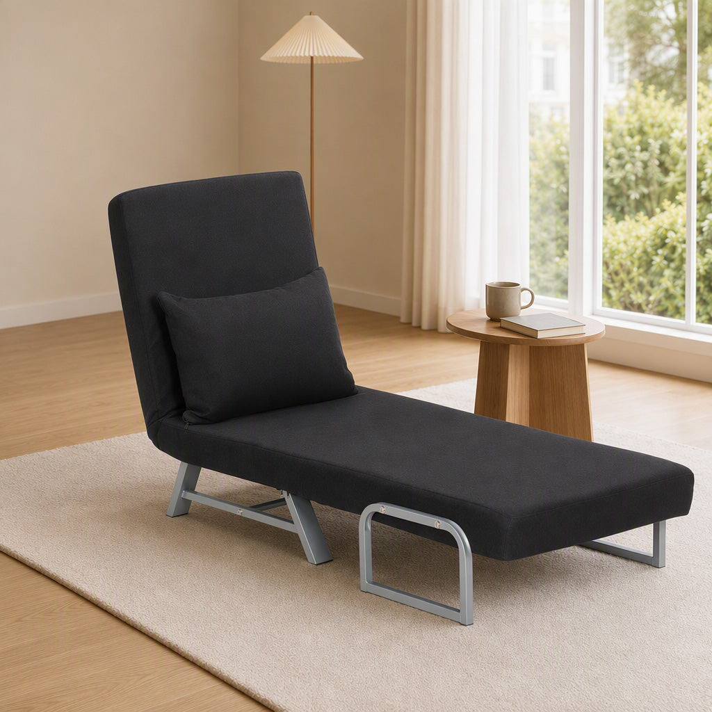 Single Sofa Bed, 3-in-1 Convertible Folding Chair Bed | Black
