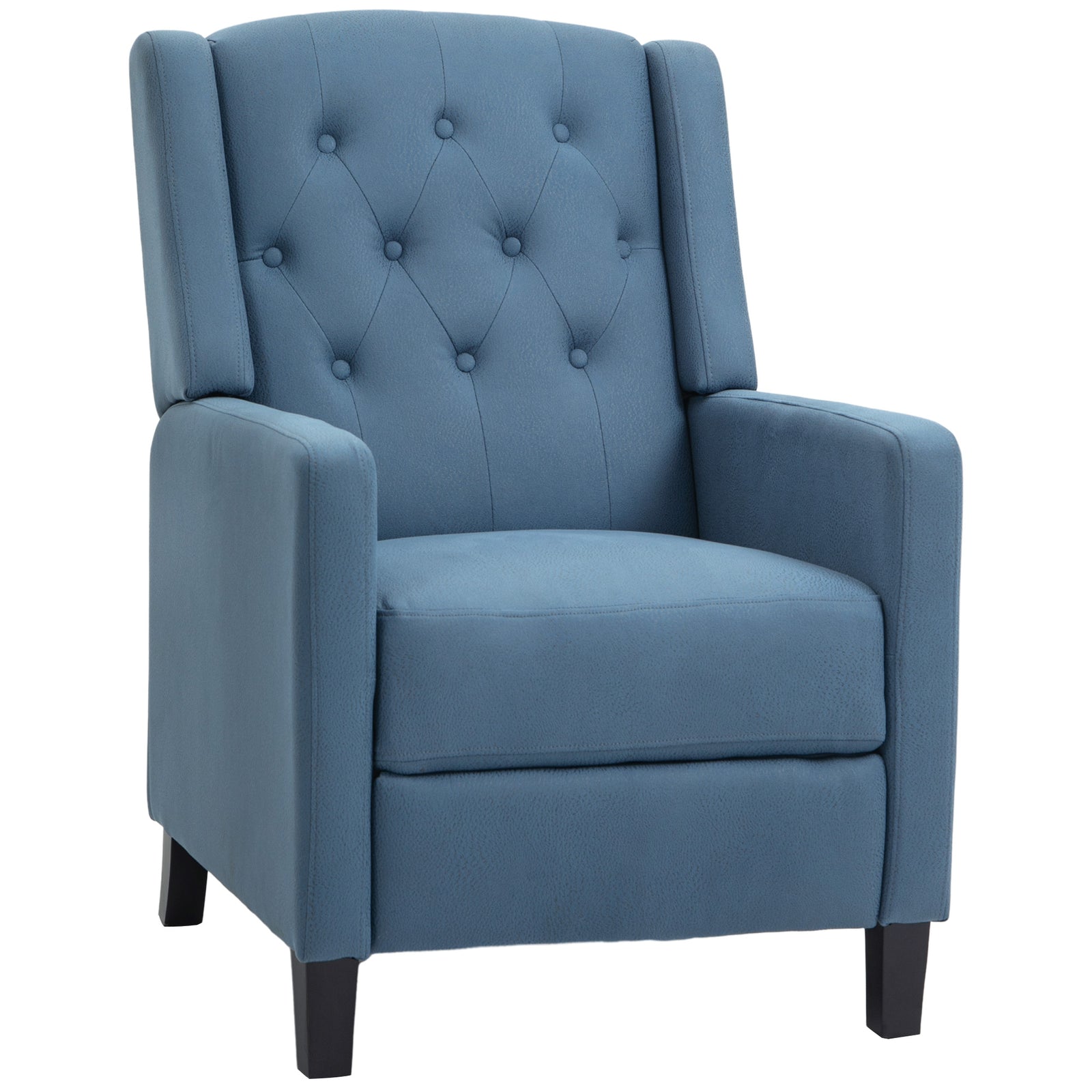 Button Tufted Microfibre Recliner Armchair | Blue