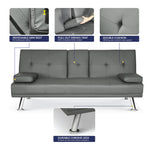 Manhattan Faux Leather Sofa Bed 2 Seater | Grey