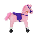 Rocking Horse Ride On Rocker Children Plush Toy Wooden Horse Sound | Pink