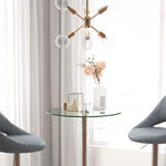 Round Bar Table With Glass Top And Steel Base For Home Bar