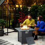 Outdoor Propane Gas Fire Pit Table W/ Lid And Lava Rocks