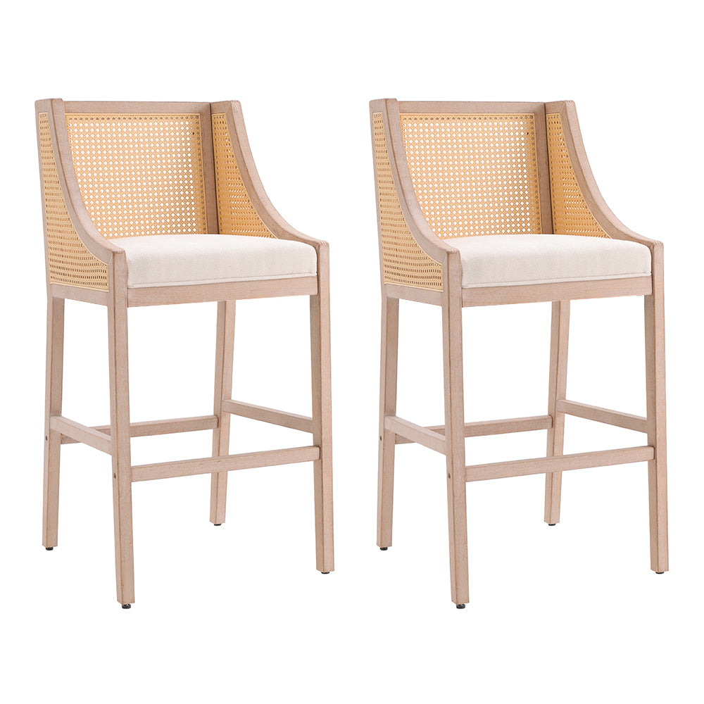 Set Of 2 Modern Upholstered High Bar Stools | Beige