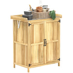 Wooden Garden Storage Shed W/hinged Roof And Shelf | Natural