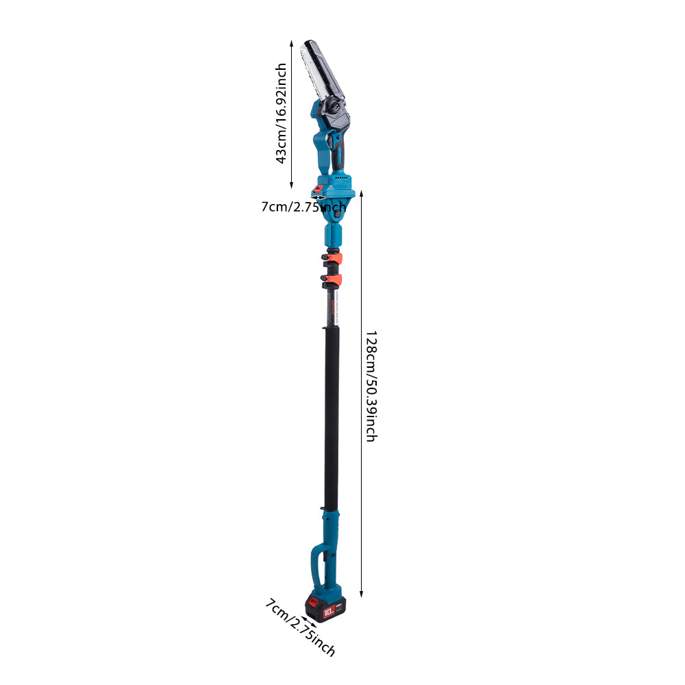 Cordless Telescopic Pole Pruner With Mini Chainsaw And Pruning Shears, 2.5m Extendable Aluminium Pole, Brushless Motor, 20m/s Chain Speed 3000mah Battery For Tree And Branch Trimming