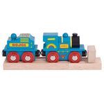 Wooden Blue ABC Train Engine and Carriage