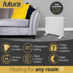 Electric Radiator Panel Heater Wall Mounted Or Floor Standing Bathroom Safe Timer And Thermostat Control | 1000w | White