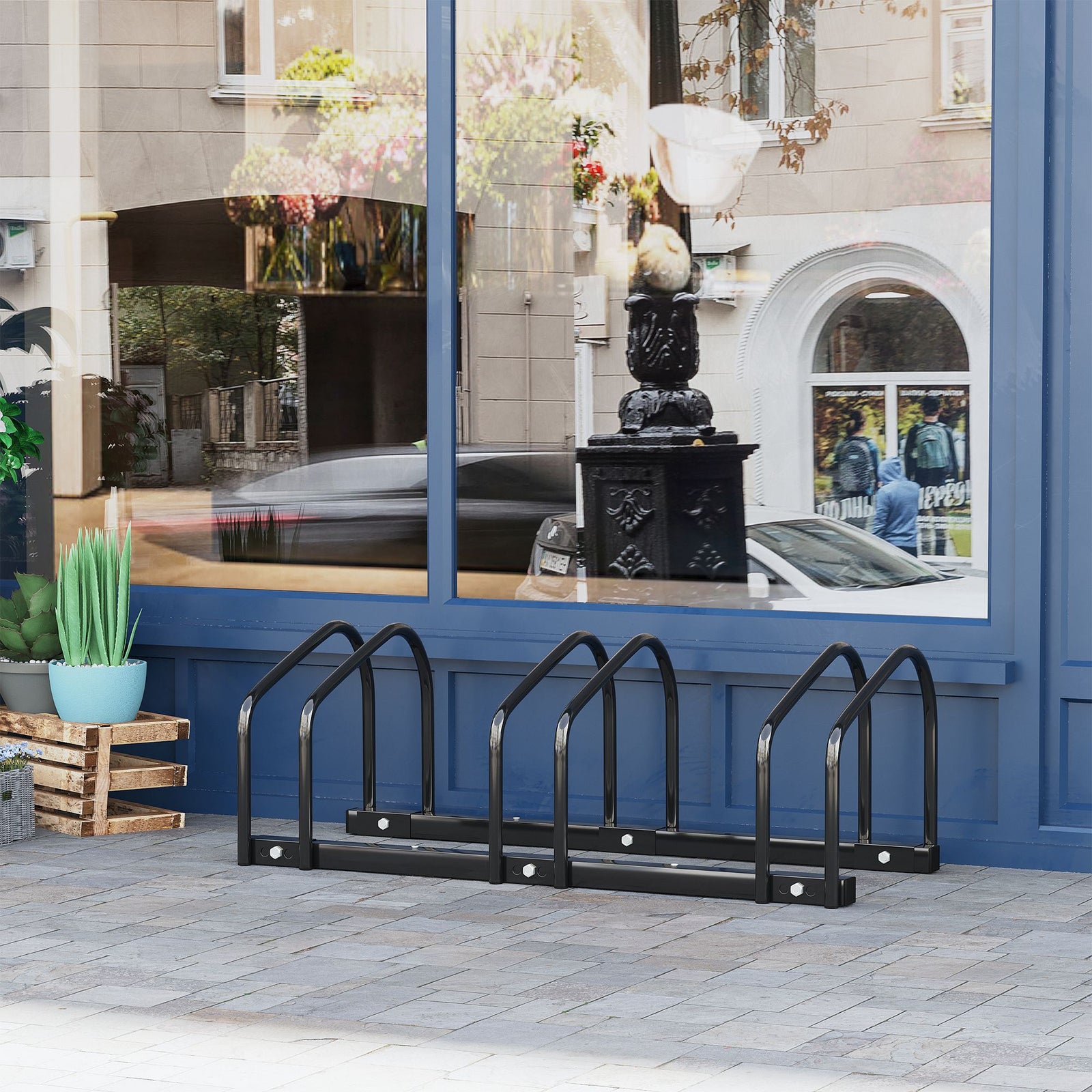 Bike Rack Floor Stand 3 Racks | Black