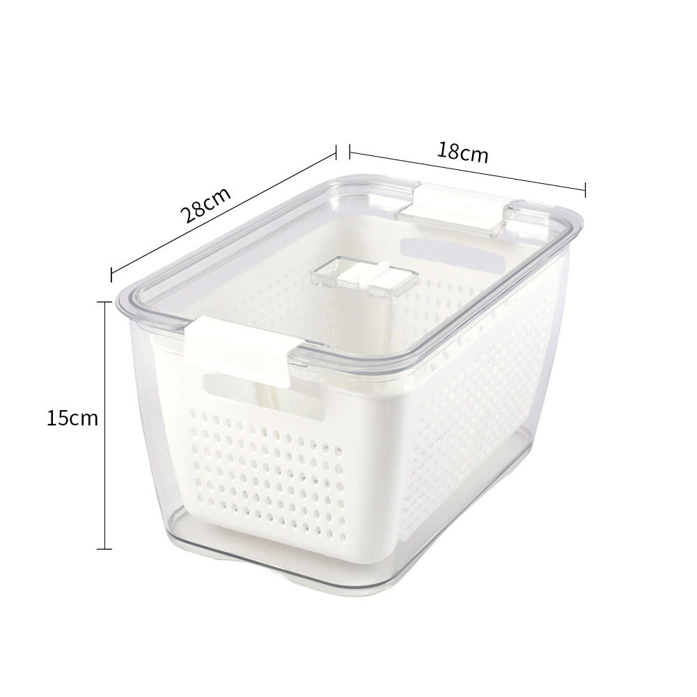 Nested Fridge Storage Container With Removable Colander | Large | White
