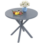 85cm Round Dining Table, Steel Frame, Wood Effect