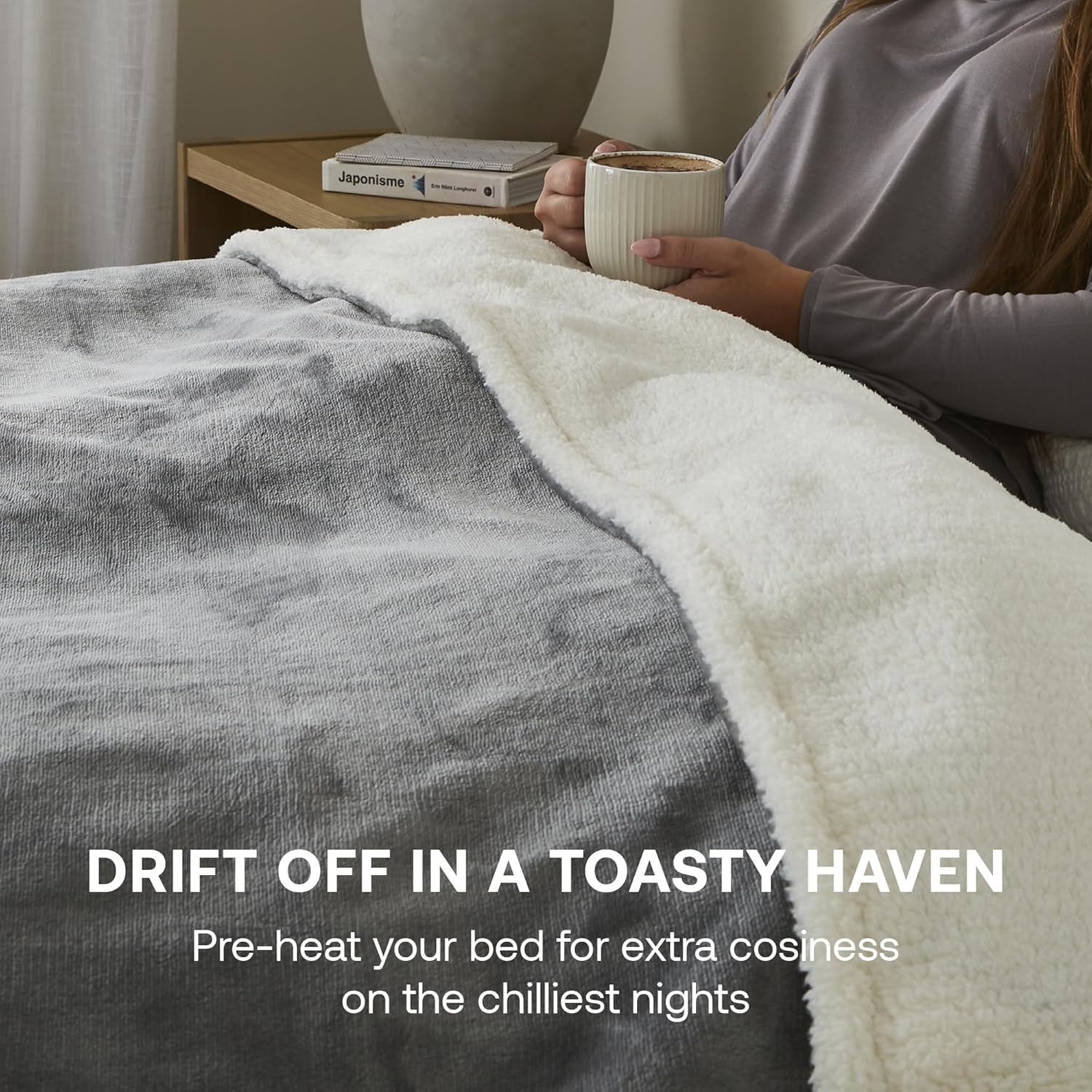 Super Cosy Washable Heated Throw With Timer - Grey