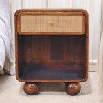 Solid Wood Chestnut Open Woven Bedside