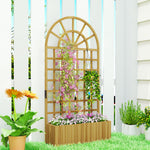 Outsunny Wooden Raised Planter With Lattice Trellis For Climbing Plants