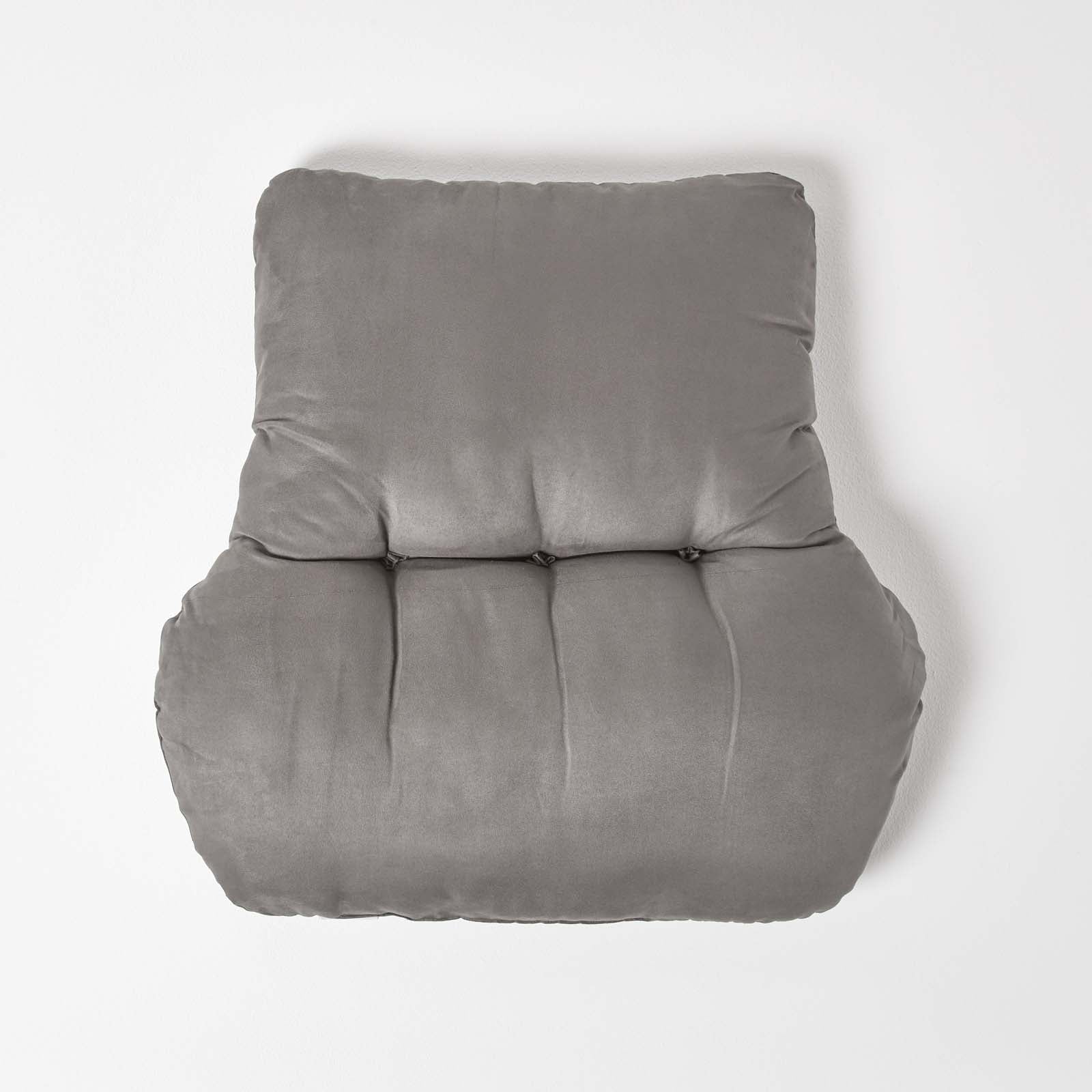 Faux Suede Back Support Thick Lumbar Cushion | Grey