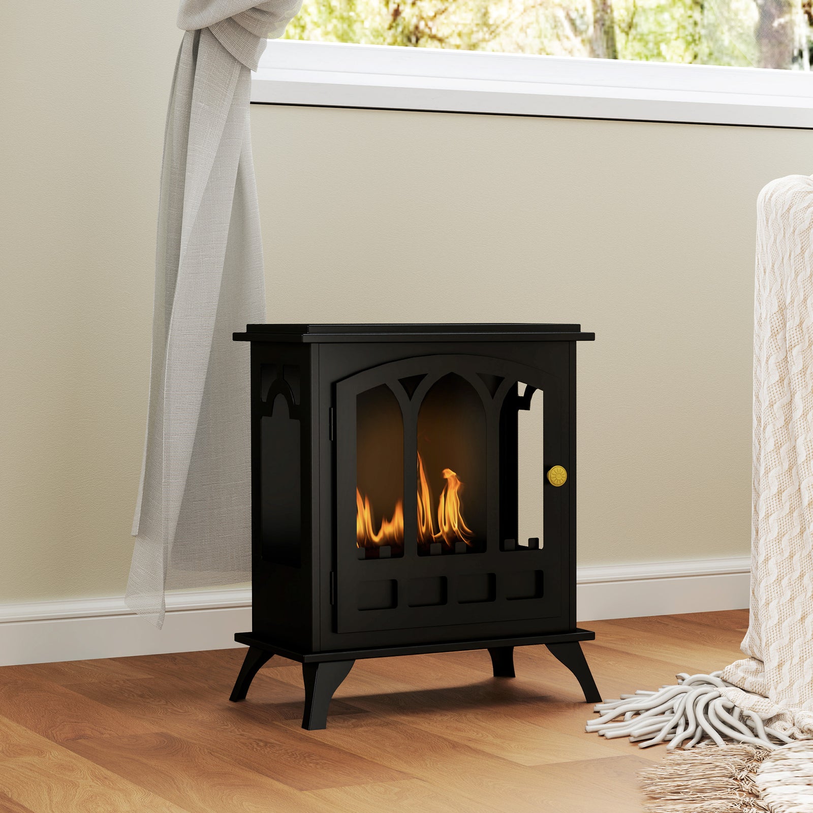HOMCOM 21" Bioethanol Fireplace Stove For Indoor, Ethanol Fireplace