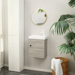 Bathroom Vanity Unit With Basin, Wall Mounted Wash Stand | One Size | Gray