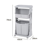 3/4 Tier Storage Rack Laundry Basket With Wheels | Small | Grey
