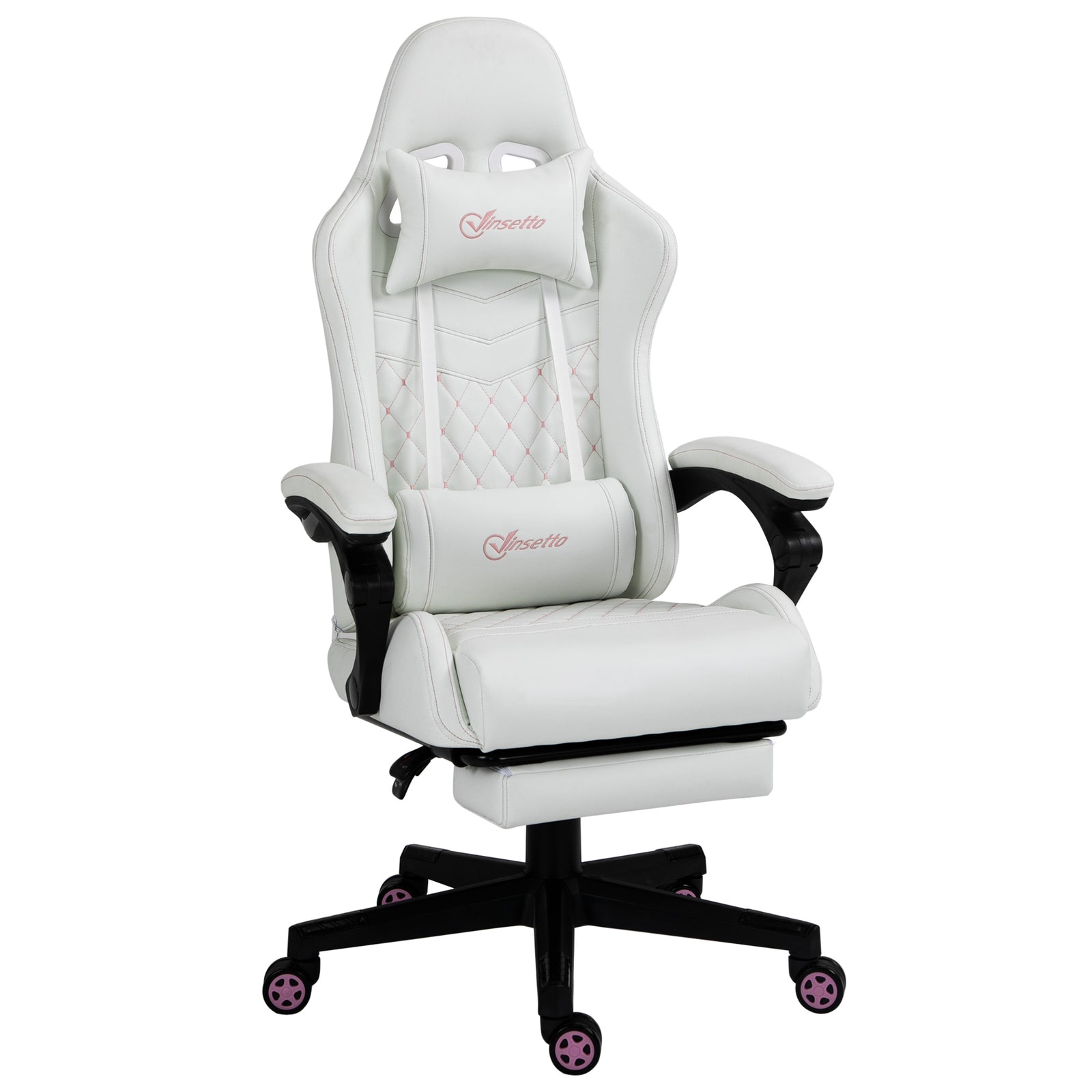 Faux Leather Gaming Chair W/ Arm | White