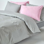 Egyptian Cotton Duvet Cover With Pillowcase, 200 Tc | Super King | Silver Grey