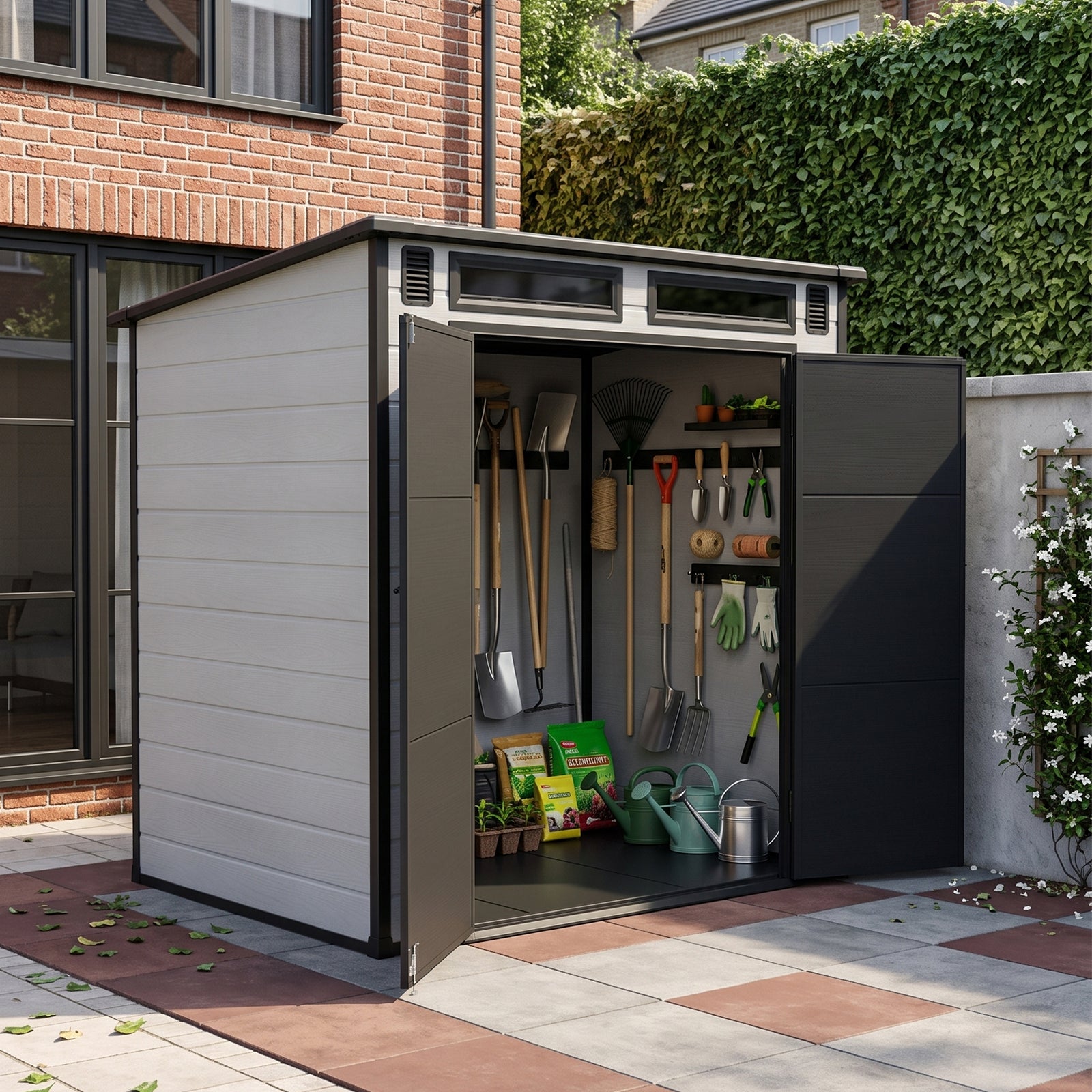 6 X 4ft Outdoor Garden Pent Roof Tool Storage Shed | Dark Grey