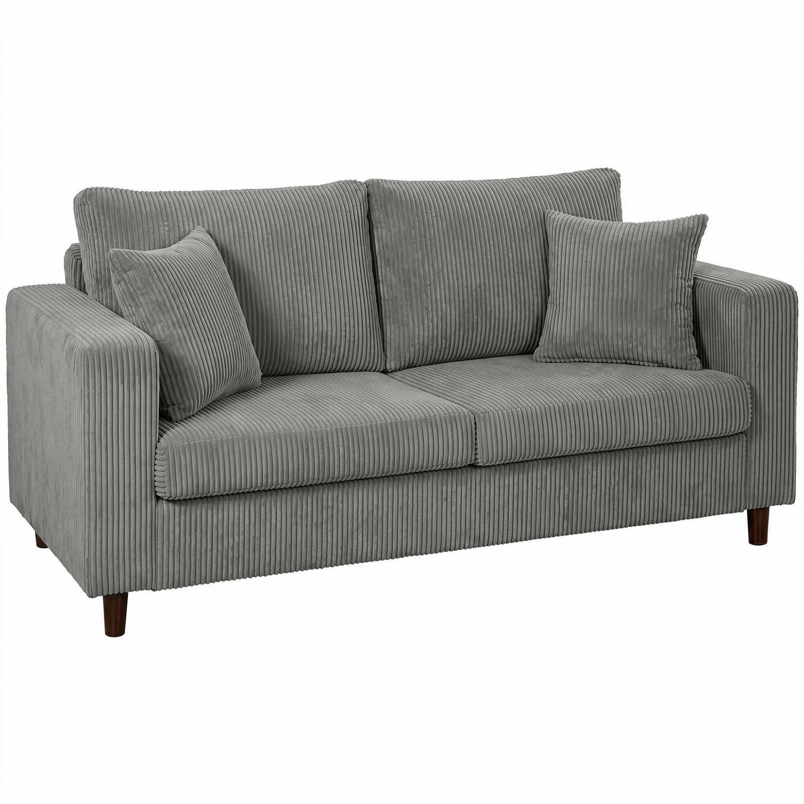 Loveseat Sofa With Wide Seat, Corduroy Upholstered | Light Grey