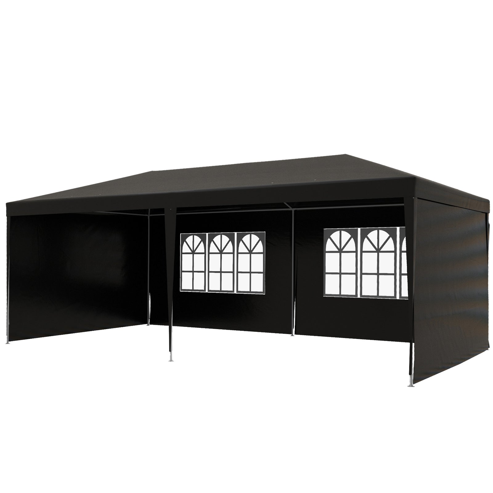 6m X 3m Garden Gazebo Marquee Canopy Party Tent Canopy Patio | Black