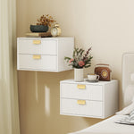 2pcs Modern Floating Nightstands,  2 Drawers Bedside Tables | White