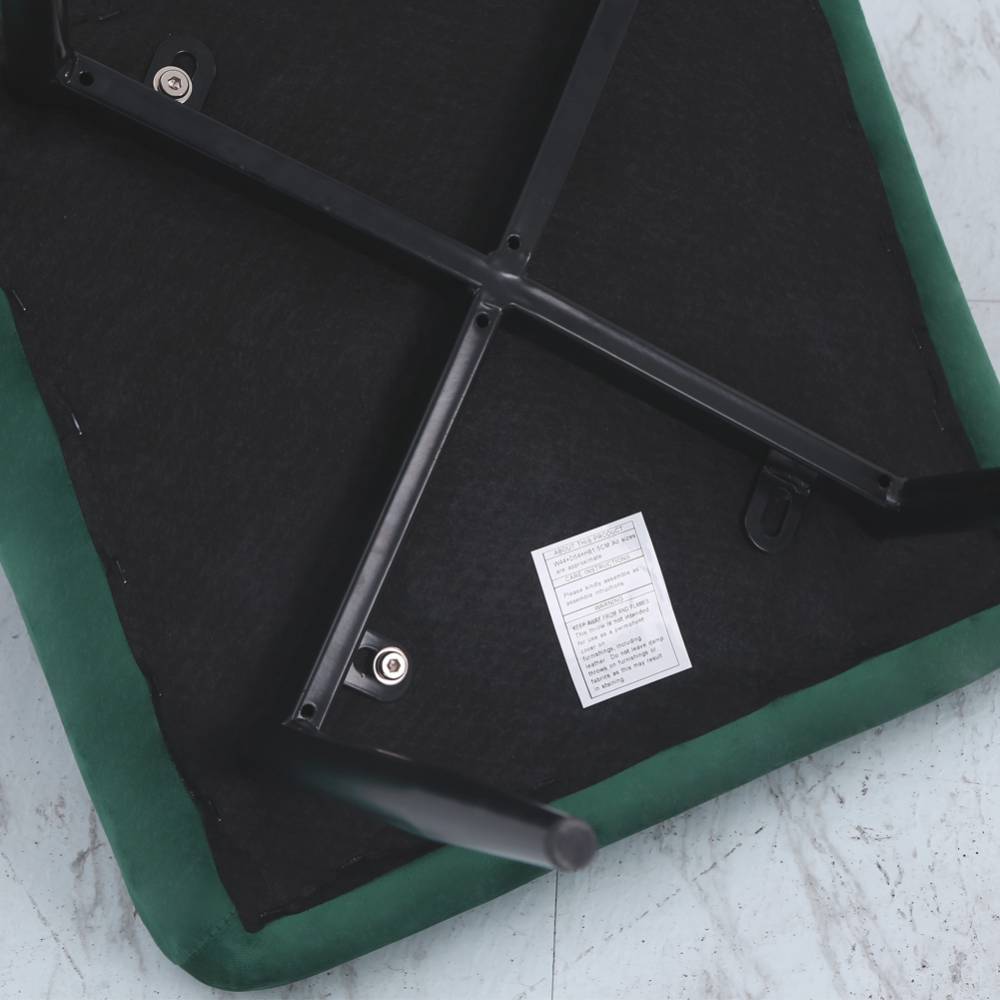 Set Of 4 Contemporary Velvet Dining Chair – Modern Green Upholstered Chairs with Black Metal Legs
