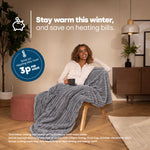 Ribbed Faux Fur Electric Heated Throw 10 Heat Settings