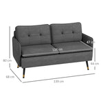 Modern Upholstered Two Seater Sofa For Bedroom Living Room Dark Grey