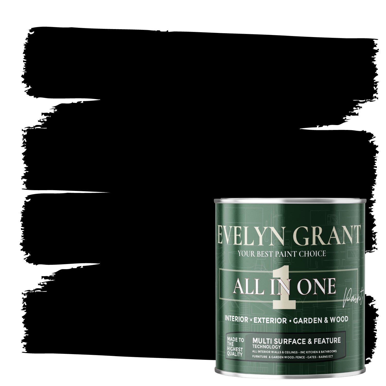 All-in-one Multi Surface Indoor & Outdoor Paint - Satin | 5l | Midnight Black