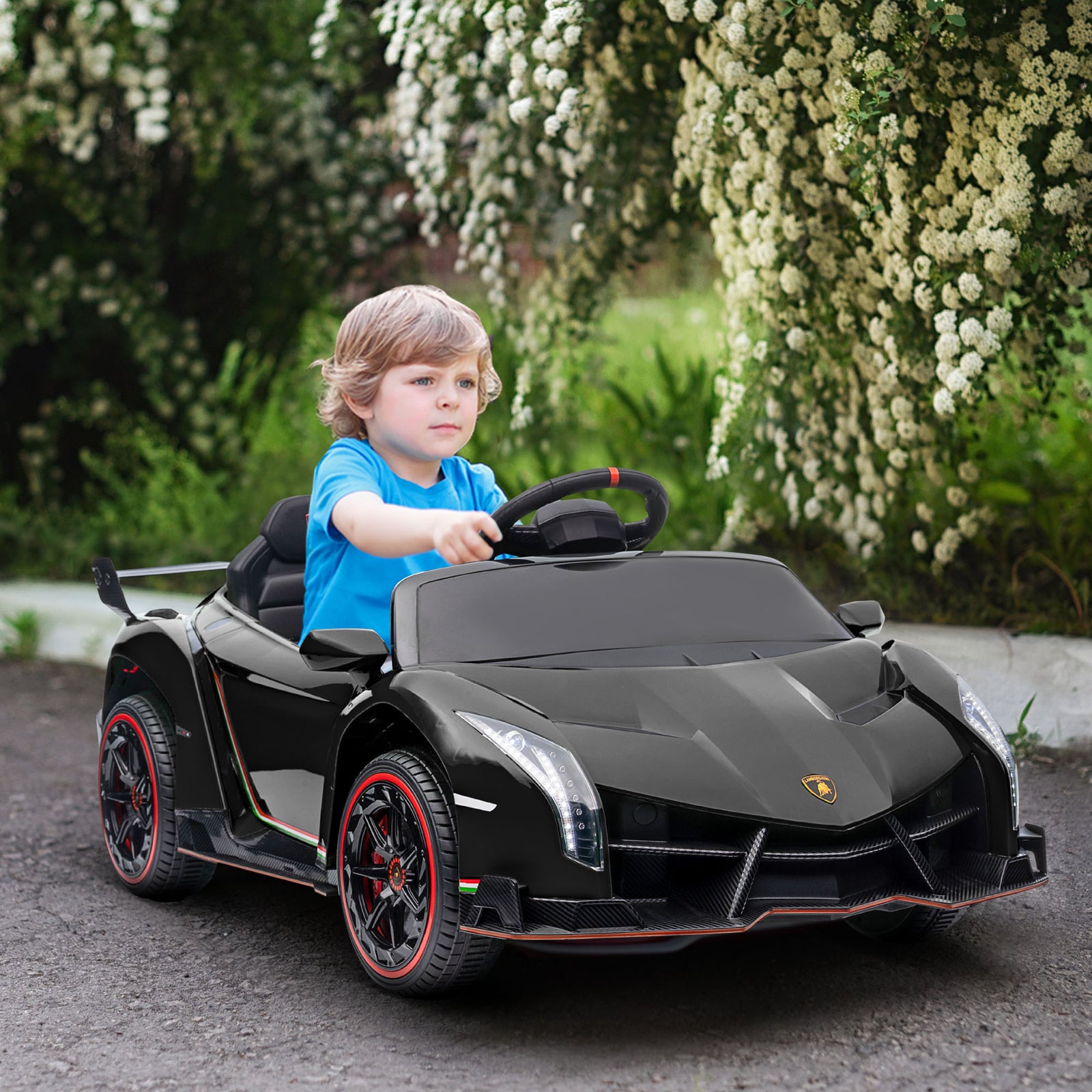 Lamborghini Veneno Licensed Electric Ride-on Car W/ Remote | Black
