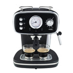 15-bar Retro Espresso Coffee Machine With Steam Wand | Black & Silver