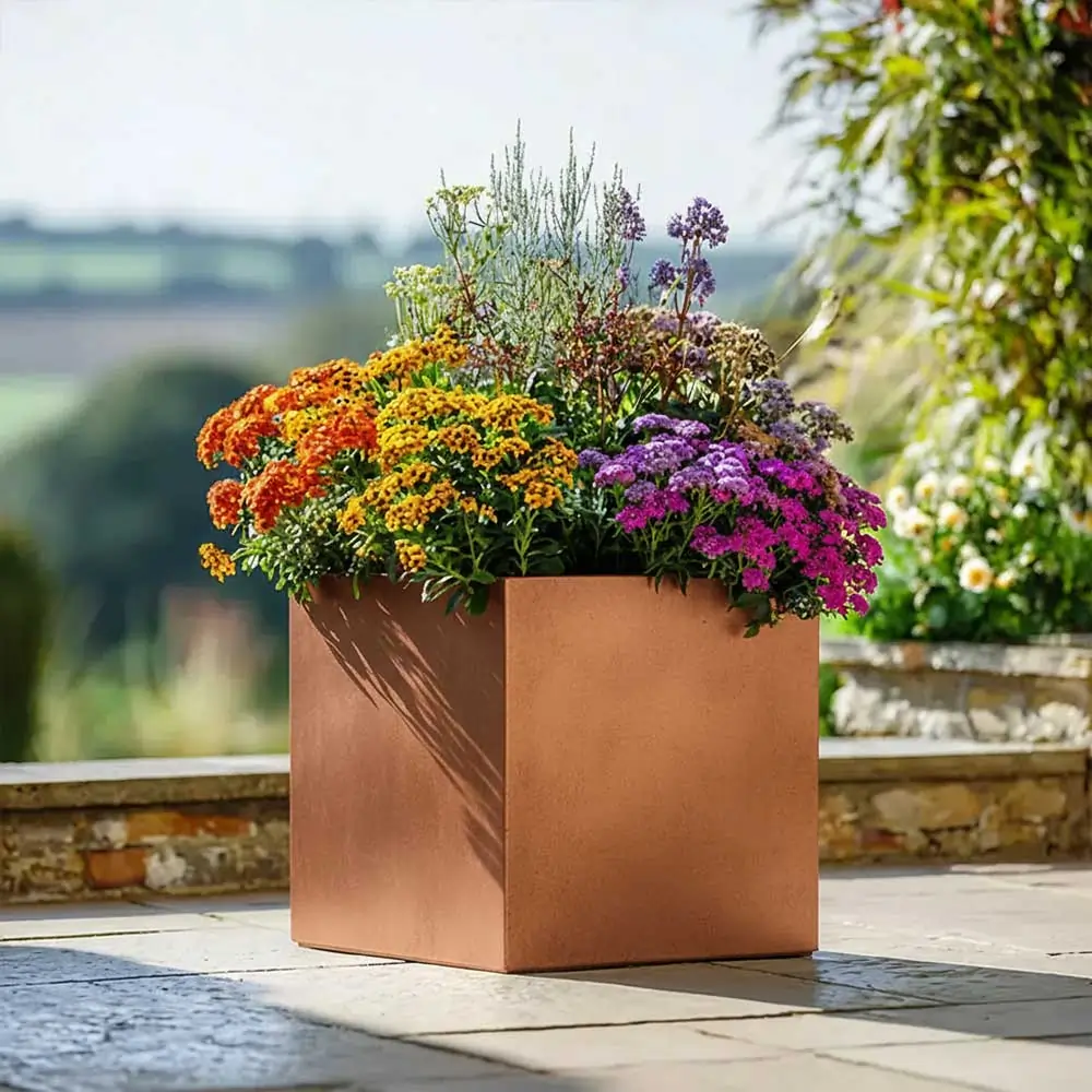 Zinc Galvanised Square Planter | 40cm x 40cm x 40cm | Copper