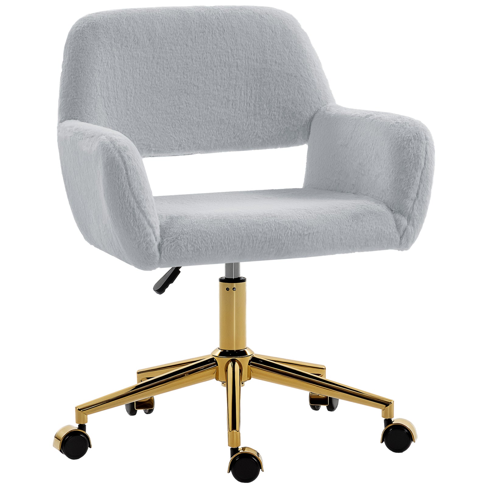 Swivel Office Chair, Vanity Desk Chair With Adjustable Height, Wheels | Grey