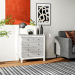 Fluted Bedroom Chest Of Drawers W/ 5 Drawers Gold Tone | One Size | White
