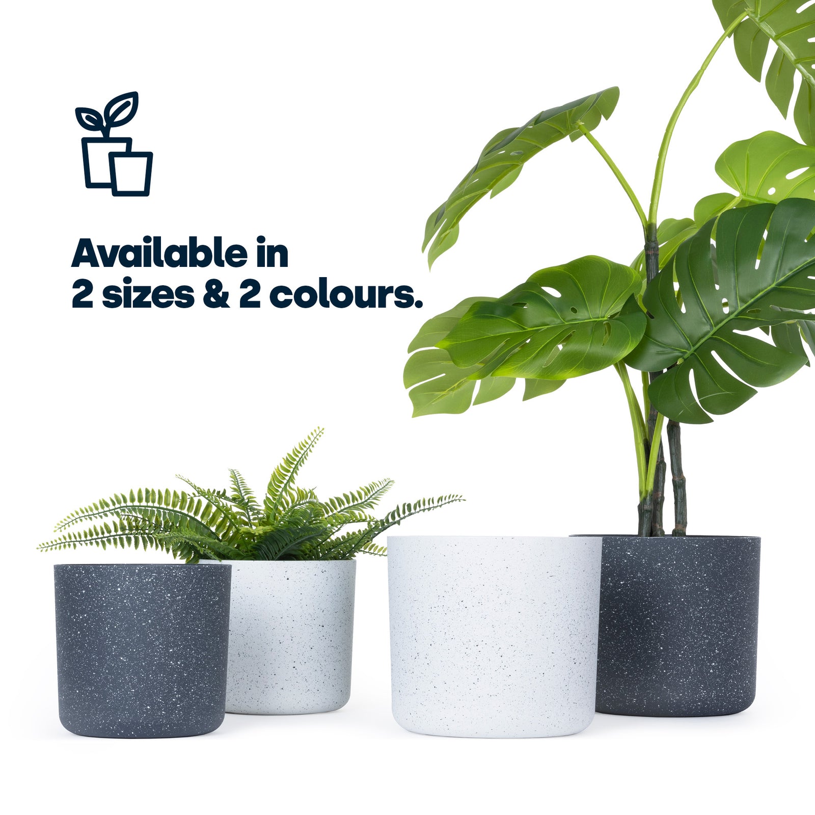 18cm Round Plant Pot Set Of 2 - Matt White